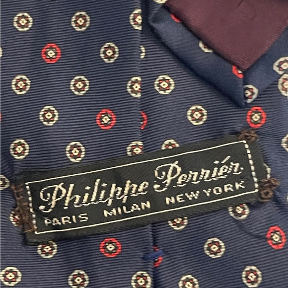 Classic Navy Blue Patterned Men's Tie - Picture 4 of 5